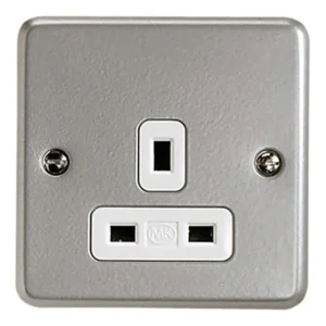 Socket 1 Gang Unswitched Surface 13A Aluminium