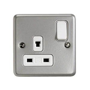 Socket 1 Gang Switched Double Pole Clean Earth 13A Aluminium Non Standard