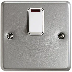 Switch Double Pole Surface Neon 20A Aluminium