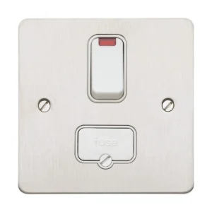 Connection Unit Double Pole Switched Fused Spur Neon 13A Brushed Stainless Steel Whites