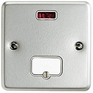 Connection Unit Unswitched Incl. Neon 13A Aluminium Surface