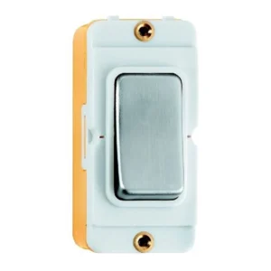 Insert Rocker 1 Gang 2 Way 10A Satin Steel/White