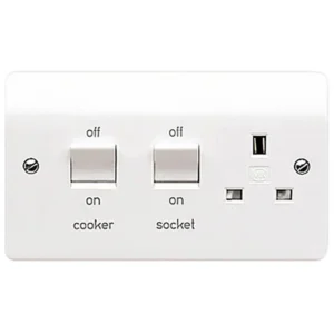 MK Cooker Control Unit Double Pole Main Switch+Socket 45A White