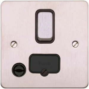 Double Pole Switched Fused Spur Connection Unit Complete With Flex Outlet Black Inserts