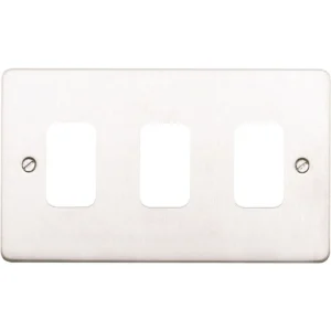 MK Front Plate 3 Module Mounting Frame 86 x 146mm Brushed Stainless Steel