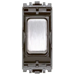 Grid Switch 2 Way SP 10A Brushed Stainless Steel Black Inserts