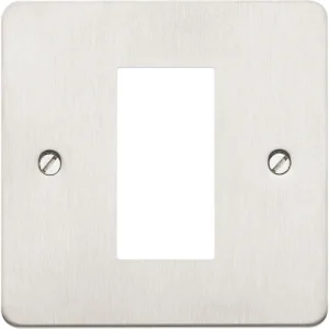 MK Front Plate 1 Module Euro 25 x 50mm Brushed Stainless Steel
