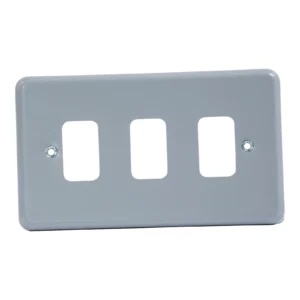 Metalclad Plus 3-Gang Grid Front Plate 146mm x 86mm Grey