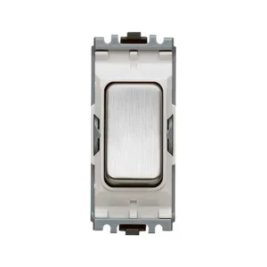 Grid Switch 1 Way DP 20A Brushed Stainless Steel White Inserts