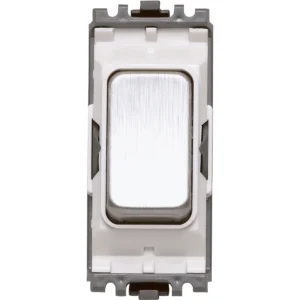 Grid Switch Intermediate 20A Brushed Stainless Steel White Inserts