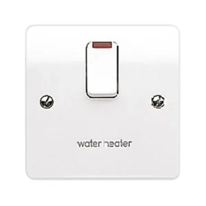 MK Switch Double Pole Neon Base Flex Outlet 20A White Marked Water Heater