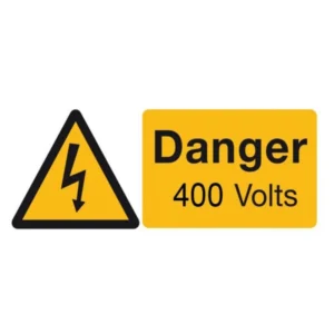 Danger 400 Volts Warning Label Self-Adhesive Flexible Vinyl 80 x 35mm Black/Yellow