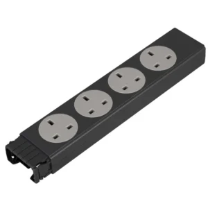 Electrak Module 4 Gang Socket Fixed 90° Angle Double Pole+Earth Grey