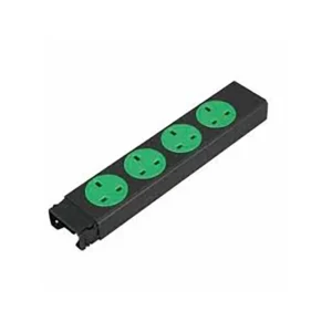 Module 4 Gang Socket Fixed 90° Angle Double Pole+Clean Earth Green