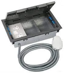 Electrak Floor Box 3 Compartment 2 Gang RCD Socket+Dp1532 Tap-Off