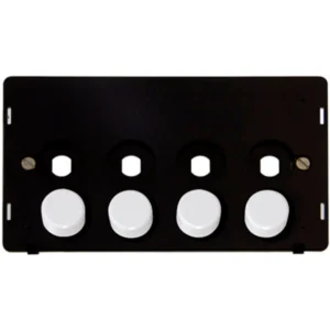 Black 4 Gang Unfurnished Dimmer Plate Black Insert - 4 Apertures