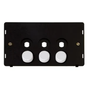 Plate 3 Gang Double Dimmer Knob White