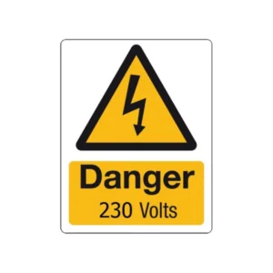 Danger 230 Volts Self-Adhesive Rigid PVC Warning Label 55 x 70mm Black/Yellow
