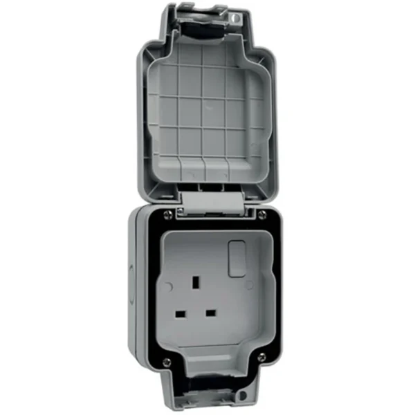 Weatherproof Data Socket Hager Weatherproof Socket 1 Gang 13A Switched IP66 Lockable Grey – Go ...