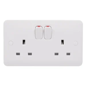 Schneider Socket 2 Gang DP Switched Optional LED 13A White
