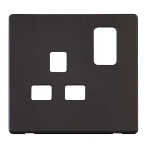 Front Plate 1 Gang DP Switched Socket 13A Black