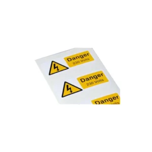 Danger 230 Volts Warning Label Self-Adhesive Flexible Vinyl 50 x 20mm Black/Yellow