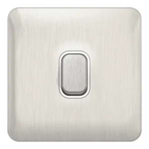 Lisse 1-Gang 2-Way 10AX Plate Switch Stainless Steel / White