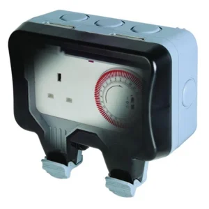 BG Weatherproof Socket 1 Gang 13A C/W Mechanical Timer IP66 Grey