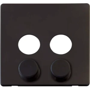 Matt Black 2 Gang Dimmer Switch Cover Plate & Control Buttons