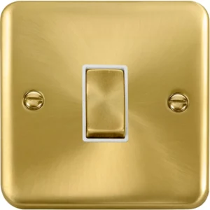 Plate Switch Ingot 1 Gang 2 Way 10AX Satin Brass White Insert