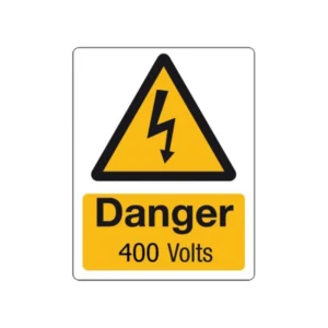 Danger 400 Volts Self-Adhesive Rigid PVC Warning Label 55 x 70mm Black/Yellow