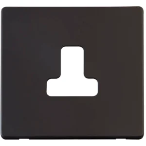 Matt Black Screwless Cover Plate 5A Round Pin Socket Outlet