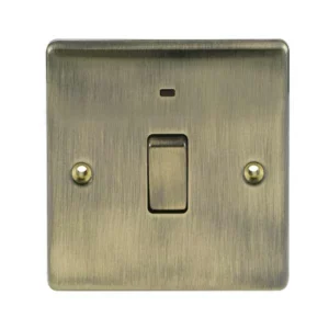 BG Nexus NAB31 Antique Brass Switch Double Pole With Neon 20A