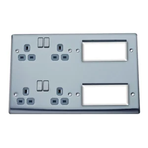 Socket Combination 2 x 2 Gang 2 x 4 Module Brushed Steel