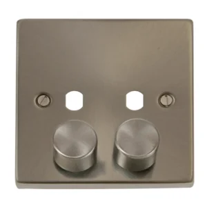 Click Deco Plate 2 Gang Single Dimmer c/w Knob Satin Chrome