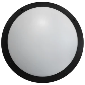 12W LED circular amenity black bulkhead with microwave sensor