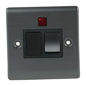 Designa 25SPU13L 1 Gang 13A Switched Fused Spur Connection Unit Graphite with Black insert c/w Neon
