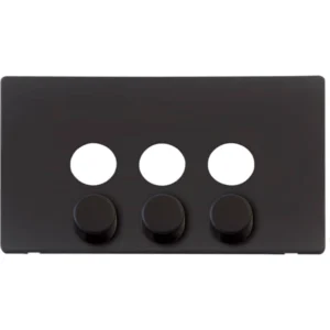 Matt Black 3 Gang Dimmer Switch Cover Plate & Control Buttons