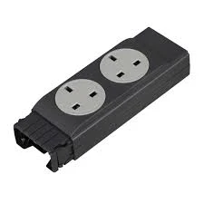 Electrak Module 2 Gang Socket Rotatable Double Pole+Earth Grey