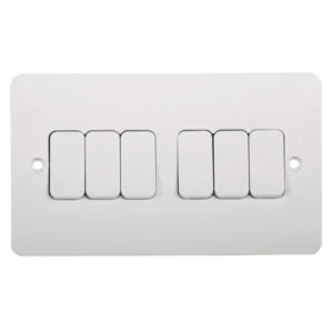 Hager Sollysta Switch 6 Gang 2 Way Wall 10AX White