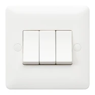 Switch Small Rocker 3 Gang 2 Way 10Ax White