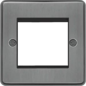 Euro Style Plate 2 Module Brushed Steel Black Insert Depth 9.5mm