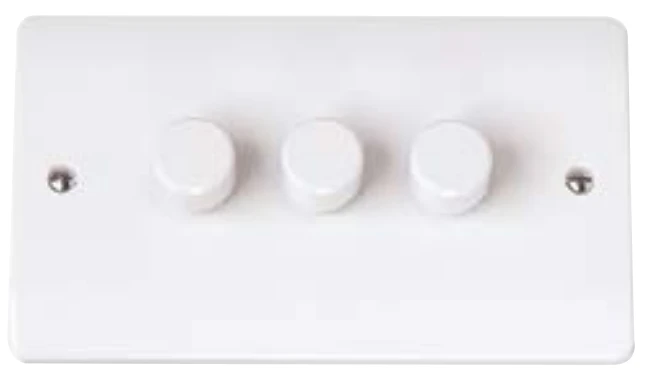 Polar White Rounded Profile 3 Gang 2 Way 250Va Dimmer Switch - Image 2