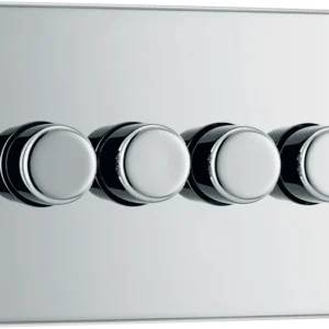 Polished Chrome Quadruple 2 Way Push 200W Dimmer
