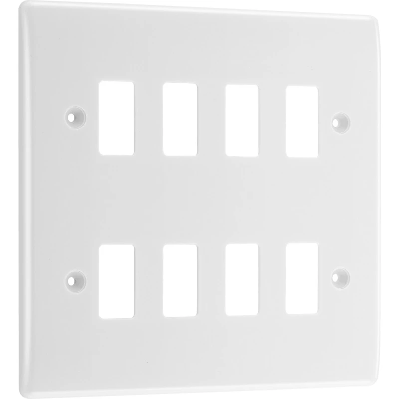 Nexus Grid 8 Module White Moulded Front Plate