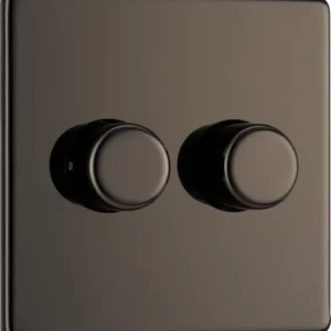 Black Nickel Double 2 Way Push 200W Dimmer