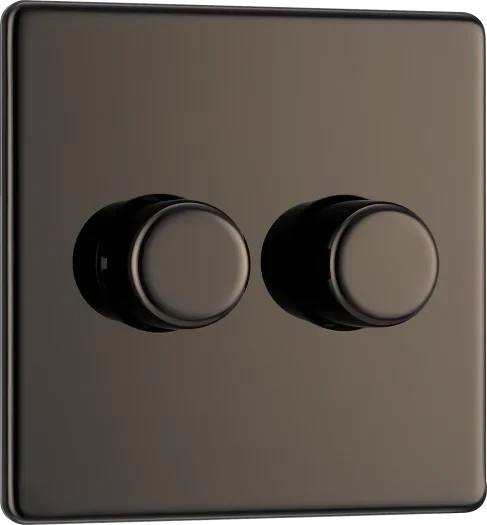 Black Nickel Double 2 Way Push 200W Dimmer - Image 3