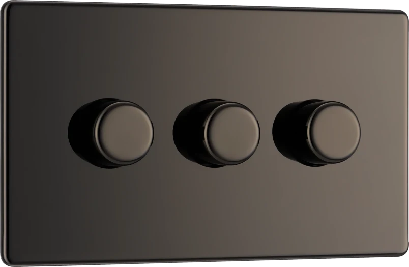 Black Nickel Triple 2 Way Push 200W Dimmer - Image 2