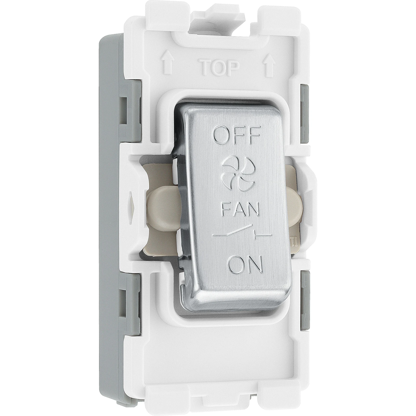 BG RBS15 Fan Isolator Grid Switch 10A 3 Pole - Brushed Steel