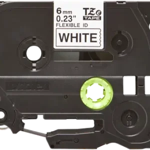 6Mm Black On White Flexible Id Laminated Tze Tape Cassette (8 Metres)